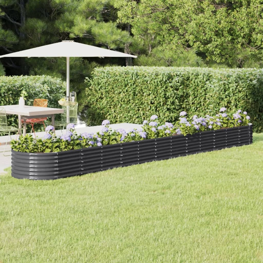 vidaXL Garden Raised Bed | Anthracite | Powder-coated steel | Extra Long