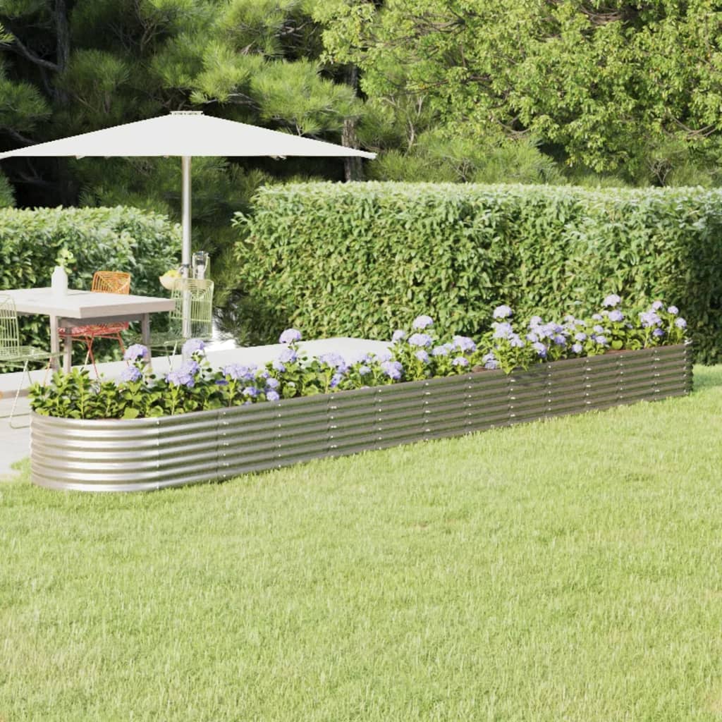vidaXL Garden Raised Bed | Silver | Powder-coated steel | Large | Durable