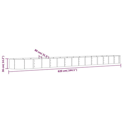 vidaXL Garden Raised Bed Galvanised Steel 620x80x36 cm Green