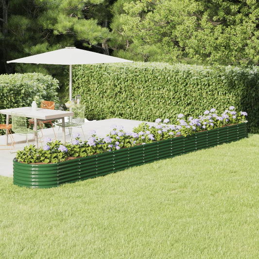 vidaXL Garden Raised Bed | Green | Powder-coated Steel | Large | Tough