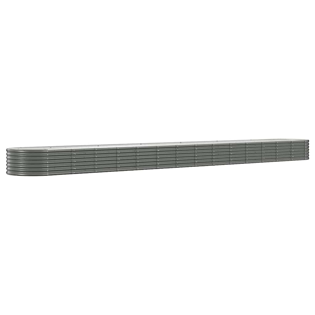 vidaXL Garden Raised Bed | Grey | Powder-coated Steel | Large | Durable
