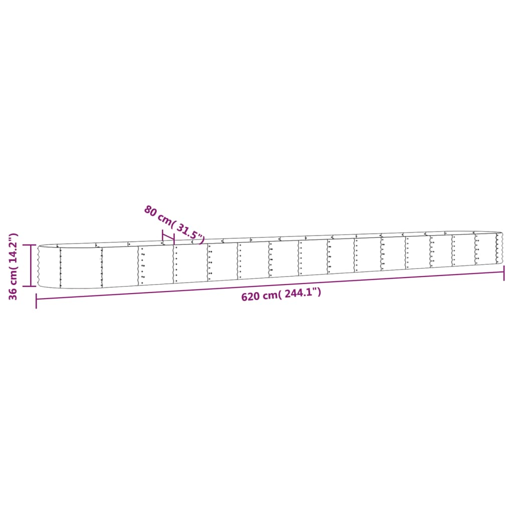 vidaXL Garden Raised Bed | Grey | Powder-coated Steel | Large | Durable
