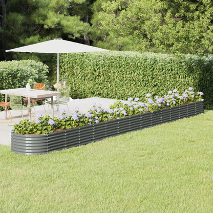 vidaXL Garden Raised Bed | Grey | Powder-coated Steel | Large | Durable