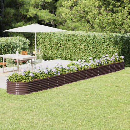 vidaXL Garden Raised Bed | Brown | Powder-coated steel | Large | Durable