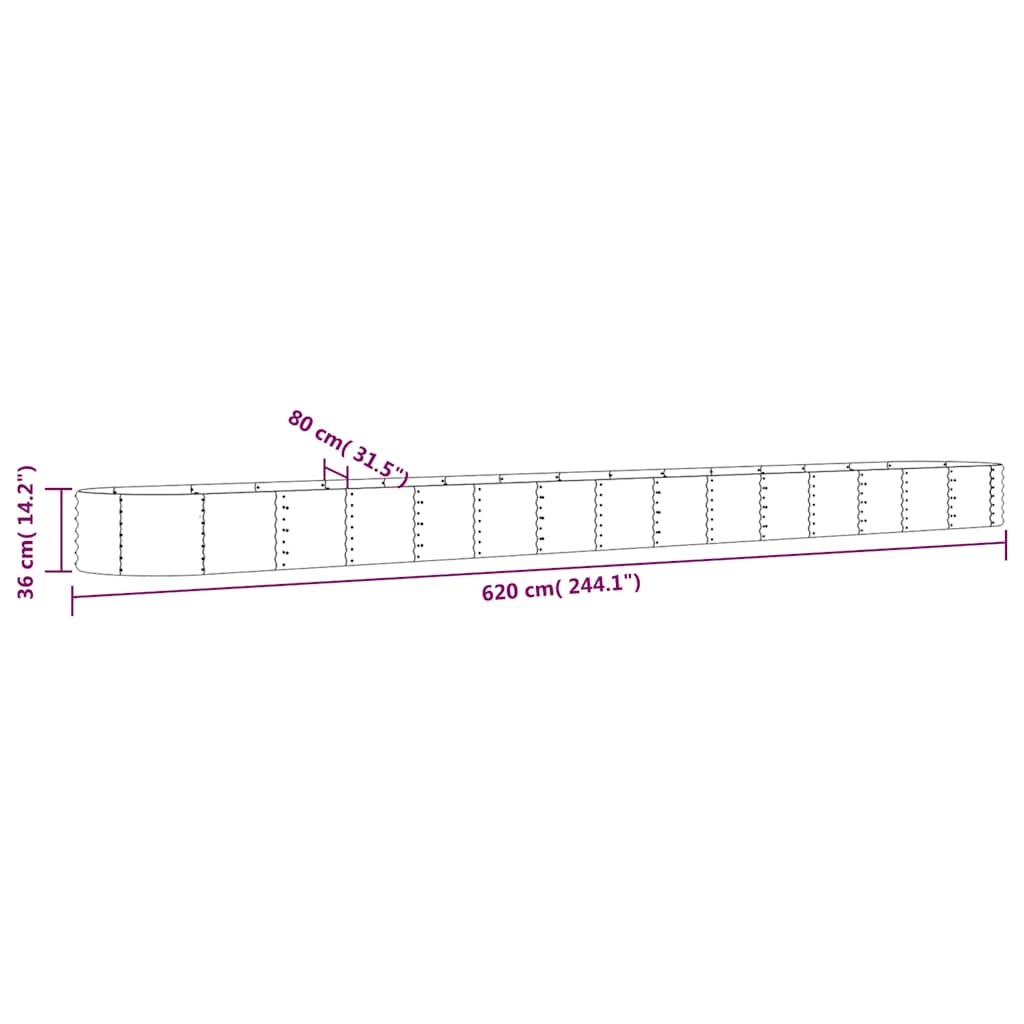 vidaXL Garden Raised Bed | Anthracite | Powder-coated Steel | Large | Durable