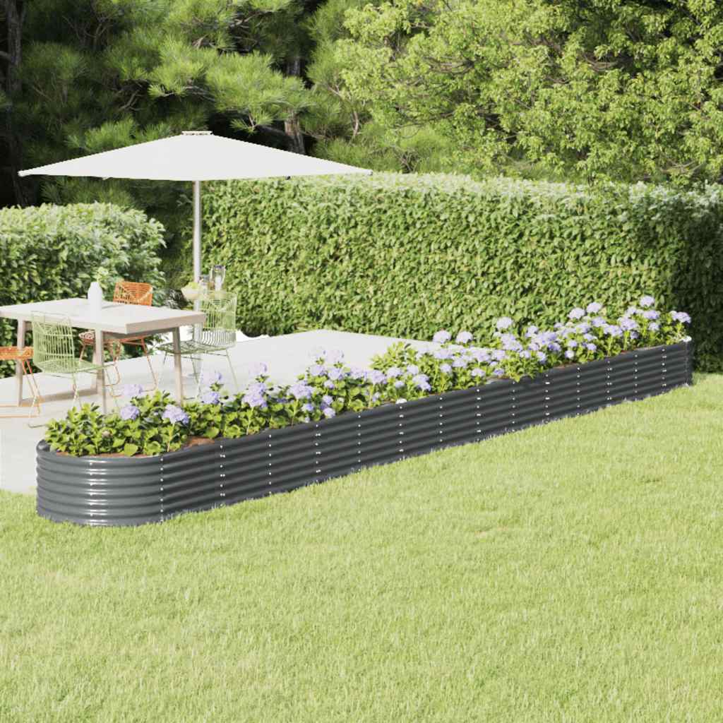 vidaXL Garden Raised Bed | Anthracite | Powder-coated Steel | Large | Durable