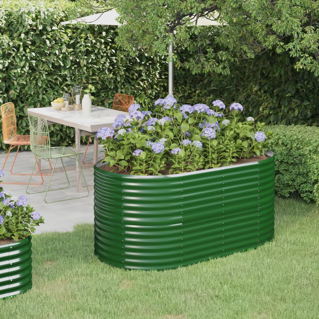 vidaXL Garden Raised Bed | Green | Powder-coated steel | Standard | Durable