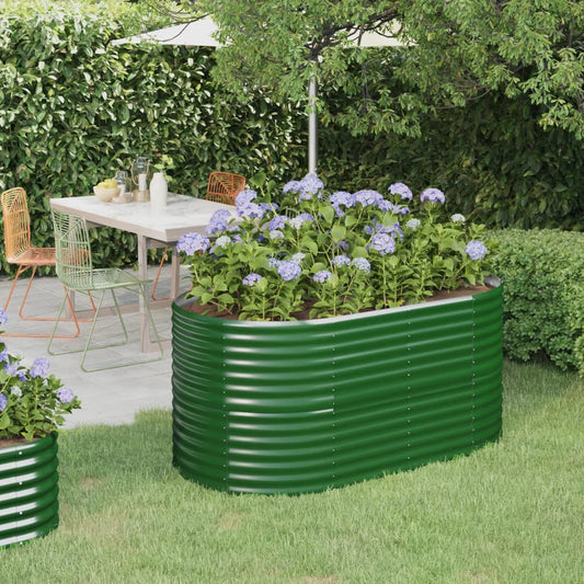 vidaXL Garden Raised Bed | Green | Powder-coated steel | Standard | Durable