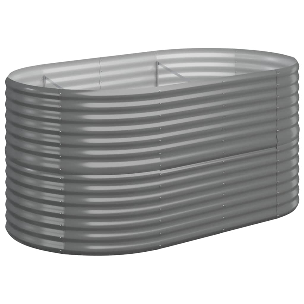 vidaXL Garden Raised Bed | Grey | Powder-coated steel | Large | Durable