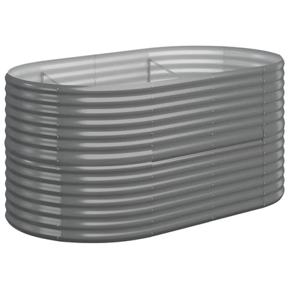 vidaXL Garden Raised Bed | Grey | Powder-coated steel | Large | Durable