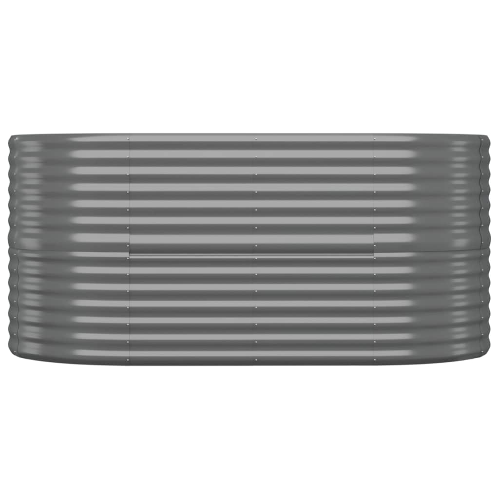 vidaXL Garden Raised Bed | Grey | Powder-coated steel | Large | Durable