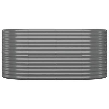 vidaXL Garden Raised Bed | Grey | Powder-coated steel | Large | Durable