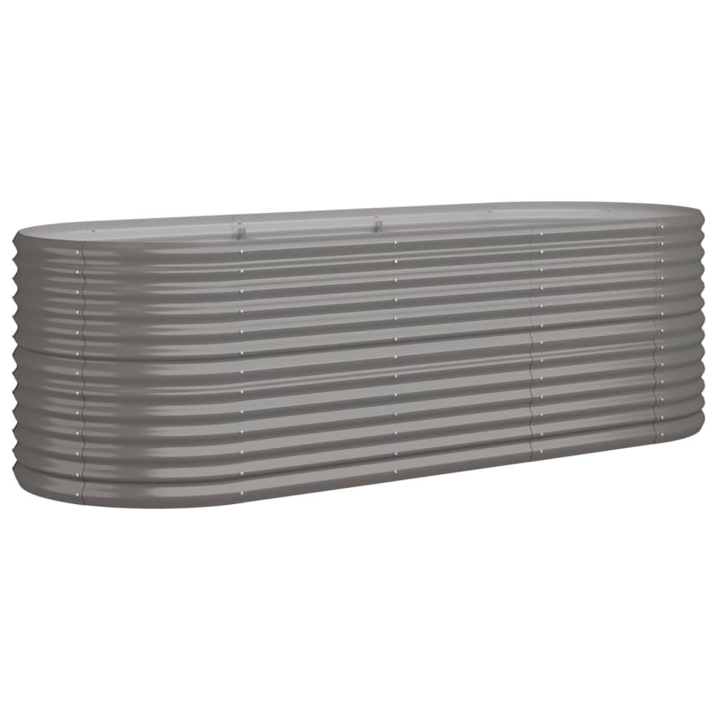 vidaXL Garden Raised Bed | Grey | Powder-coated steel | Large | Durable