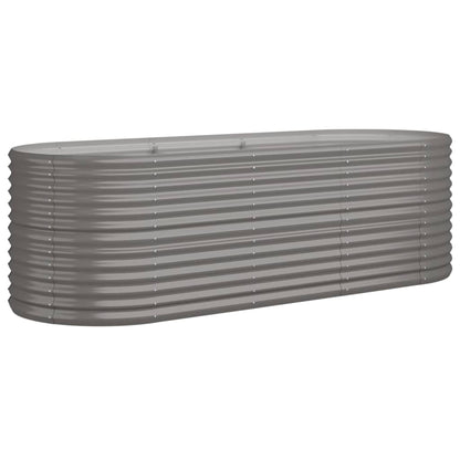 vidaXL Garden Raised Bed | Grey | Powder-coated steel | Large | Durable