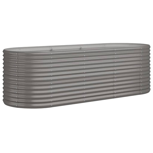 vidaXL Garden Raised Bed | Grey | Powder-coated steel | Large | Durable