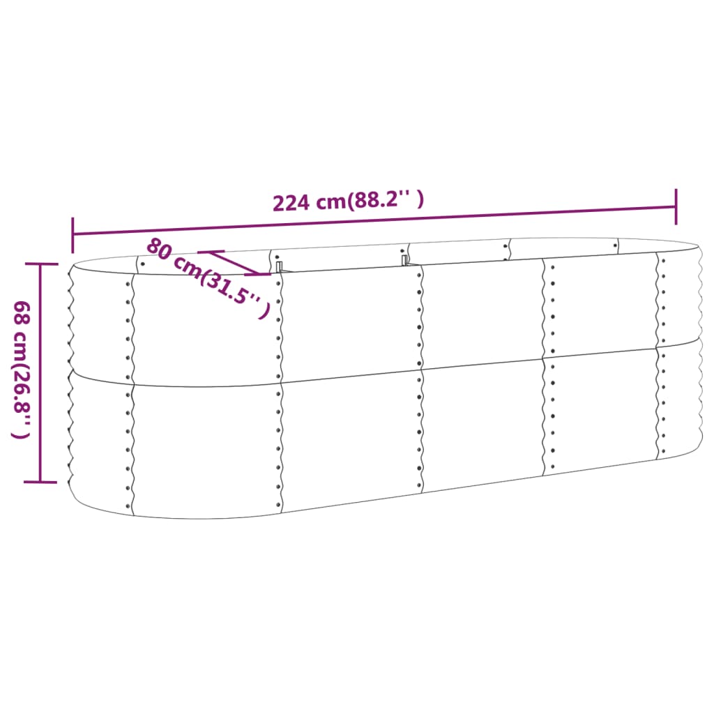 vidaXL Garden Raised Bed | Brown | Powder-coated steel | Large