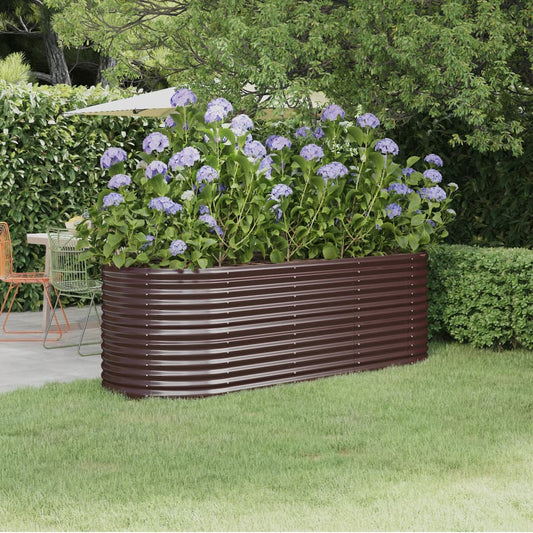 vidaXL Garden Raised Bed | Brown | Powder-coated steel | Large