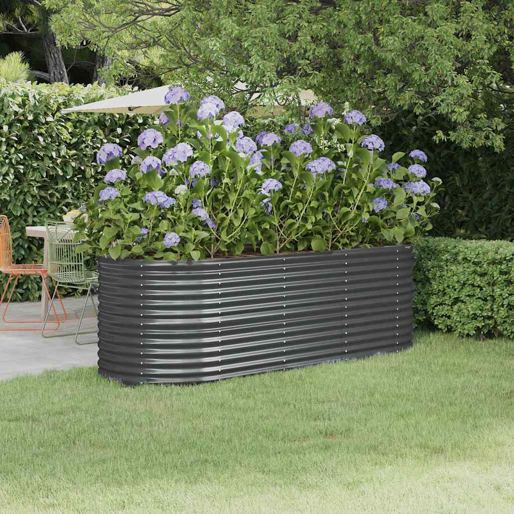 vidaXL Garden Raised Bed | Anthracite | Powder-coated steel | Large |  Durable