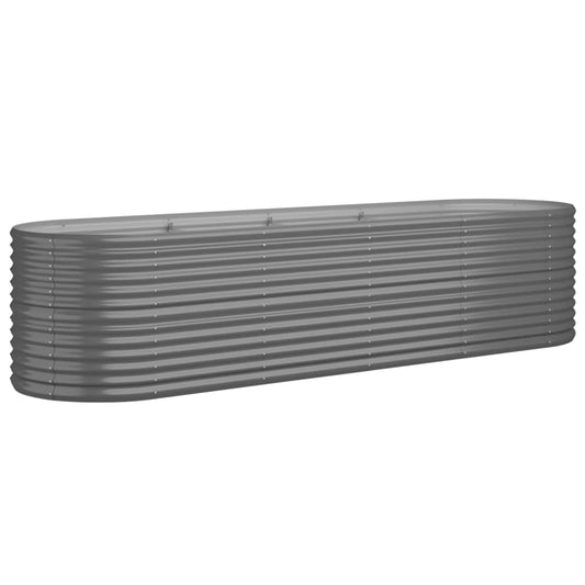 vidaXL Garden Raised Bed | Grey | Powder-coated steel | Large |  Durable
