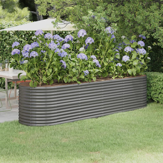 vidaXL Garden Raised Bed | Grey | Powder-coated steel | Large |  Durable