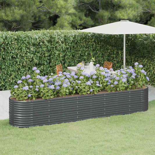 vidaXL Garden Raised Bed Galvanised Steel 368x80x68 cm Anthracite