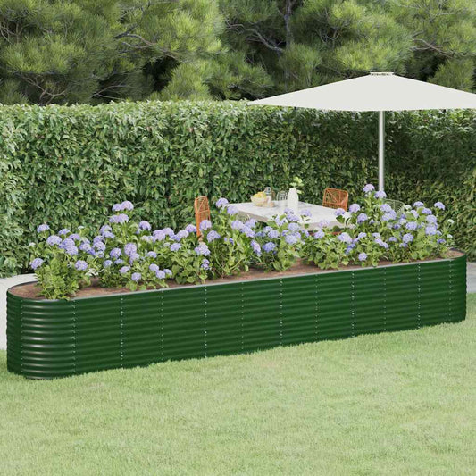 vidaXL Garden Raised Bed Galvanised Steel 440x80x68 cm Green