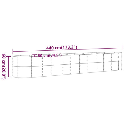 vidaXL Garden Raised Bed Galvanised Steel 440x80x68 cm Grey
