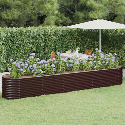 vidaXL Garden Raised Bed | Brown | Powder-coated Steel | Large | Durable