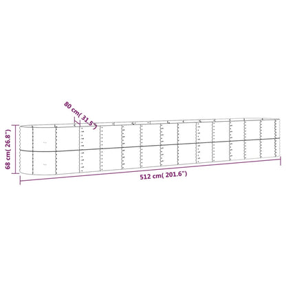 vidaXL Garden Raised Bed Powder-coated Steel 512x80x68 cm Grey