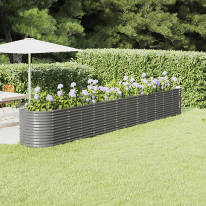 vidaXL Garden Raised Bed Powder-coated Steel 512x80x68 cm Grey