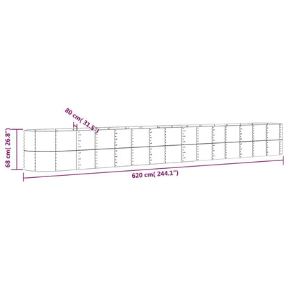 vidaXL Garden Raised Bed Powder-coated Steel 620x80x68 cm Grey