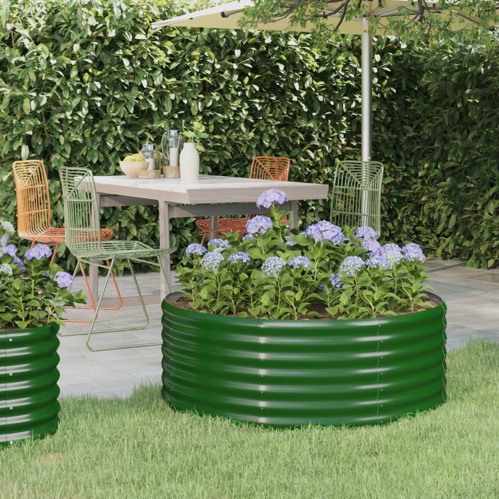 vidaXL Garden Raised Bed Galvanised Steel 100x100x36 cm Green