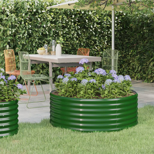 vidaXL Garden Raised Bed Galvanised Steel 100x100x36 cm Green