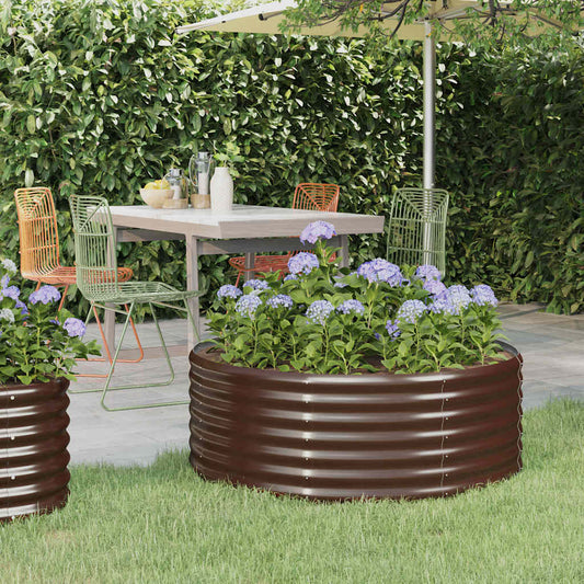 vidaXL Garden Raised Bed Galvanised Steel 100x100x36 cm Brown