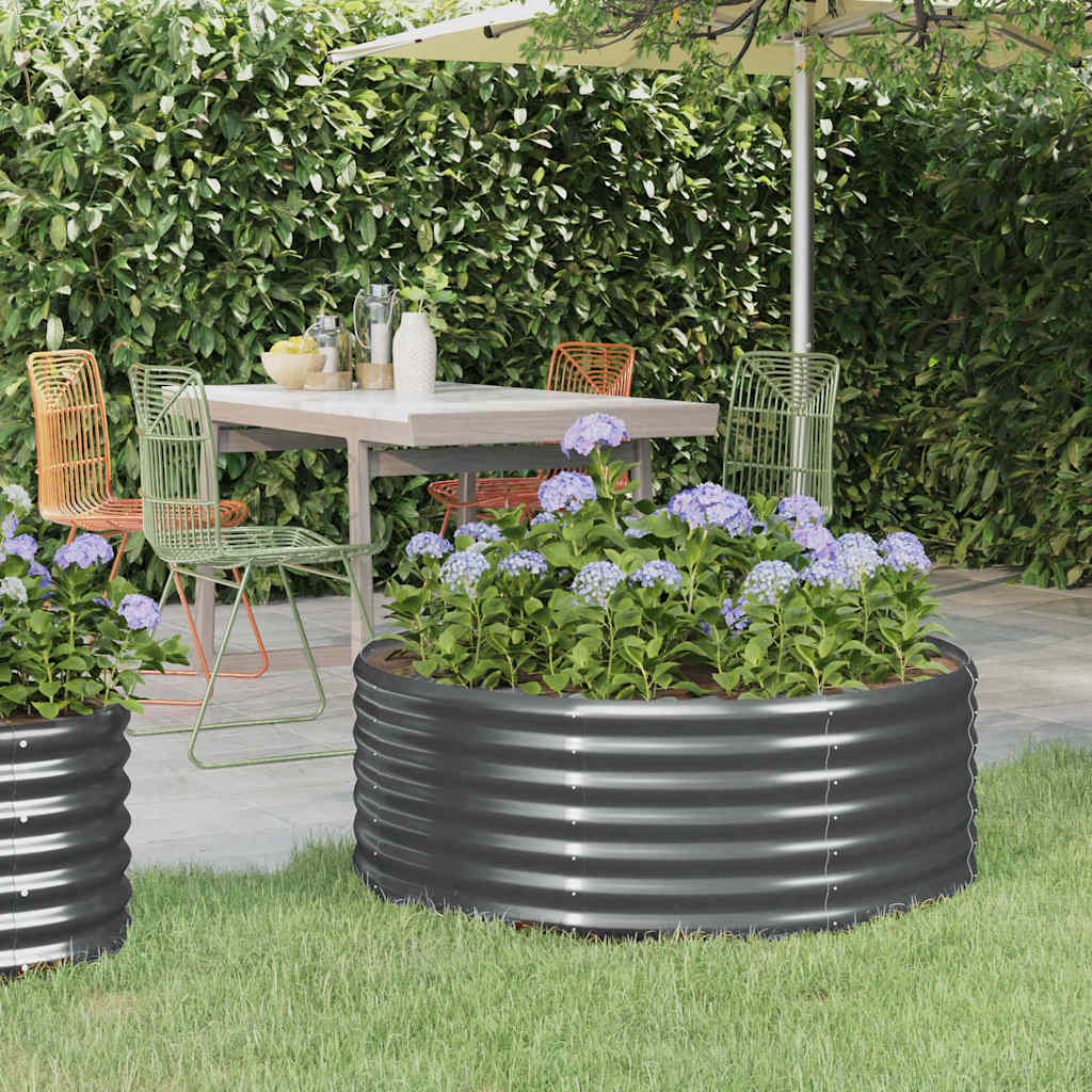 vidaXL Garden Raised Bed | Anthracite | Powder-coated steel | 100 cm diameter