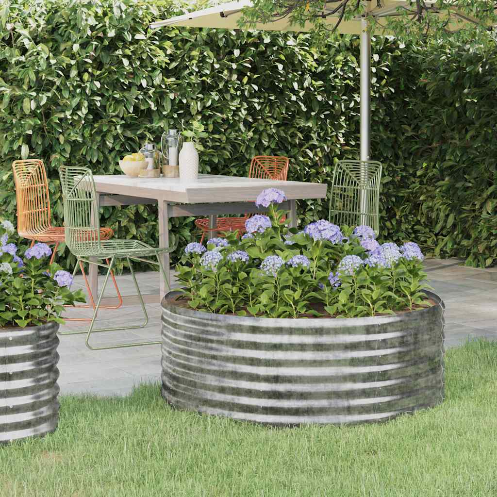 vidaXL Garden Raised Bed | Silver | Powder-coated steel