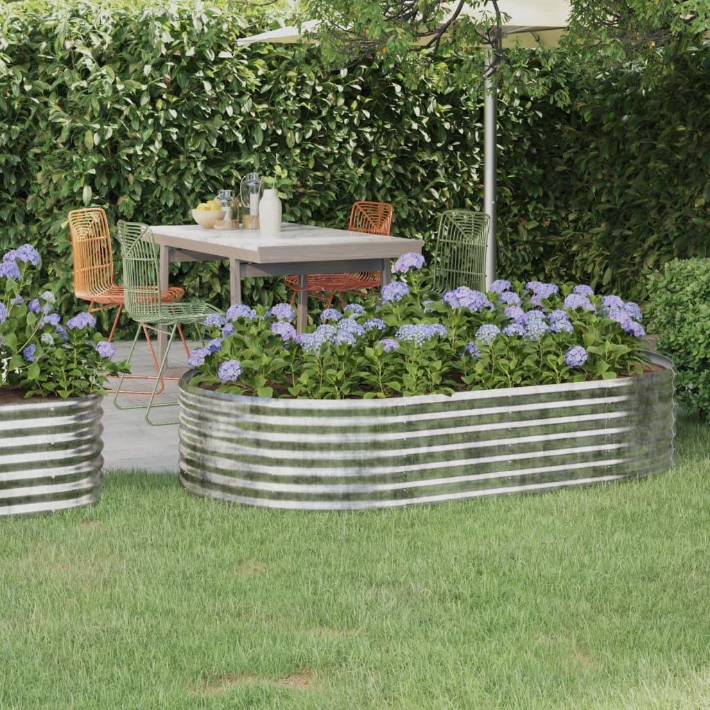 vidaXL Garden Raised Bed | Silver | Powder-coated steel
