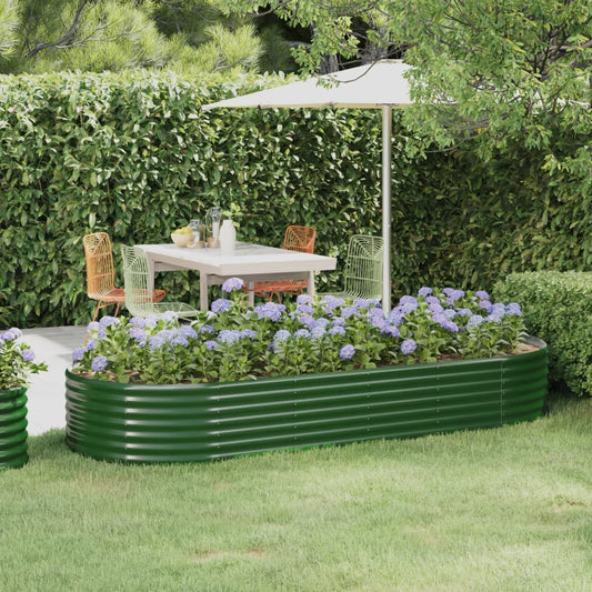 vidaXL Garden Raised Bed Galvanised Steel 249x100x36 cm Green