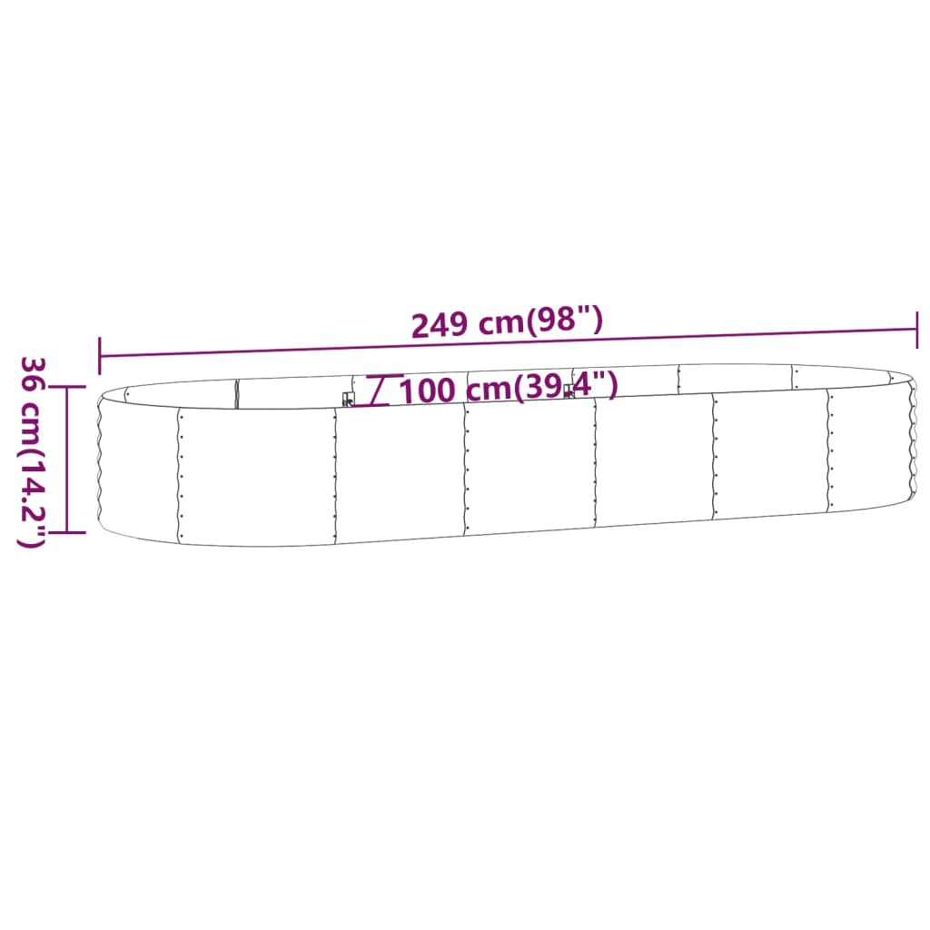 vidaXL Garden Raised Bed Galvanised Steel 249x100x36 cm Anthracite