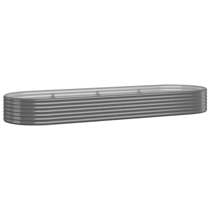 vidaXL Garden Raised Bed Galvanised Steel 322x100x36 cm Grey