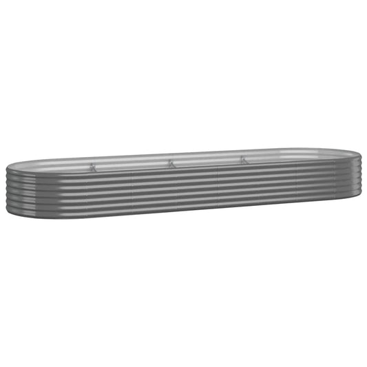 vidaXL Garden Raised Bed Galvanised Steel 322x100x36 cm Grey