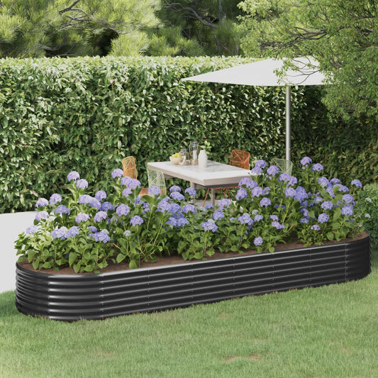 vidaXL Garden Raised Bed Galvanised Steel 322x100x36 cm Anthracite