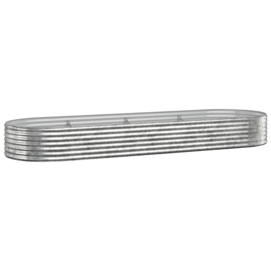 vidaXL Garden Raised Bed Galvanised Steel 322x100x36 cm Silver