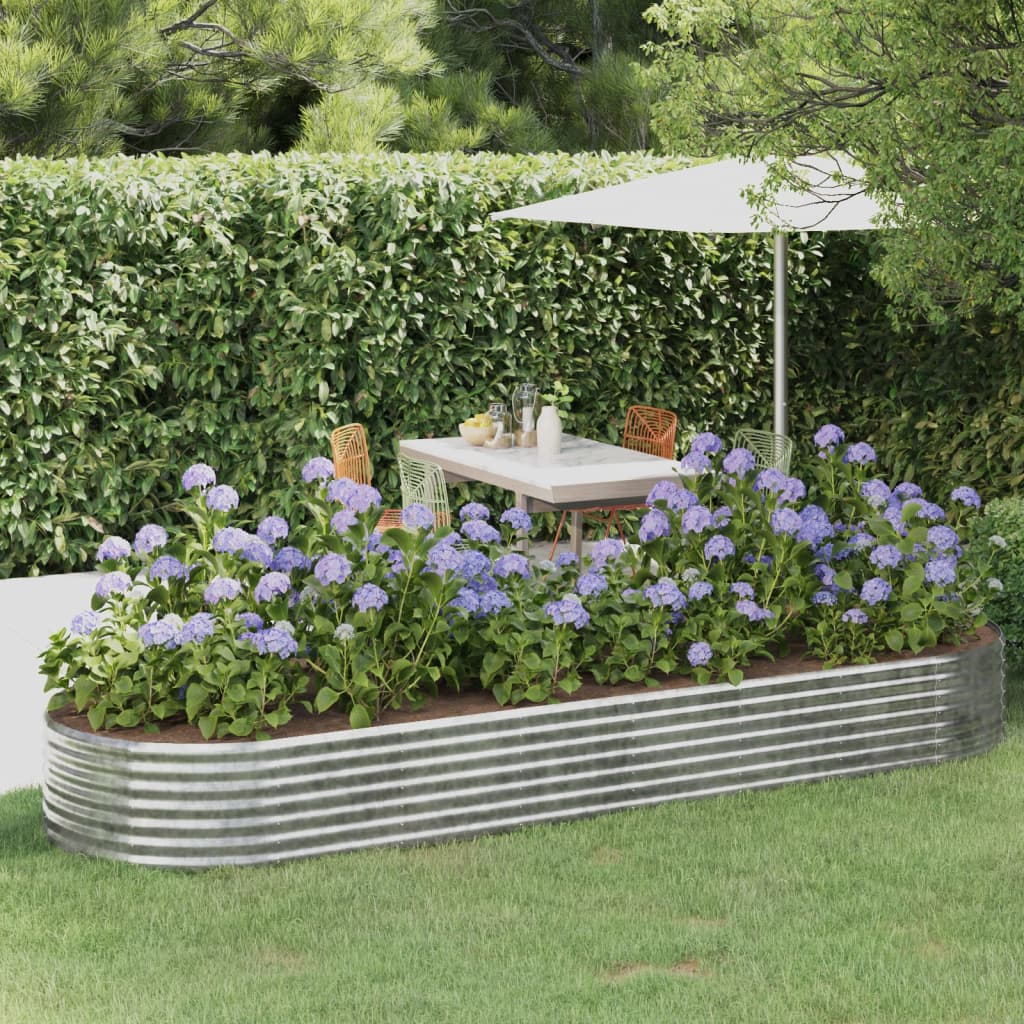 vidaXL Garden Raised Bed | Silver | Powder-coated steel | Large |  Durable