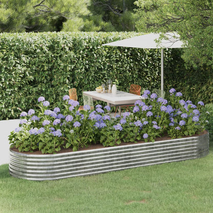 vidaXL Garden Raised Bed | Silver | Powder-coated steel | Large |  Durable