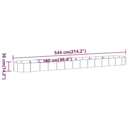 vidaXL Garden Raised Bed Galvanised Steel 544x100x36 cm Grey