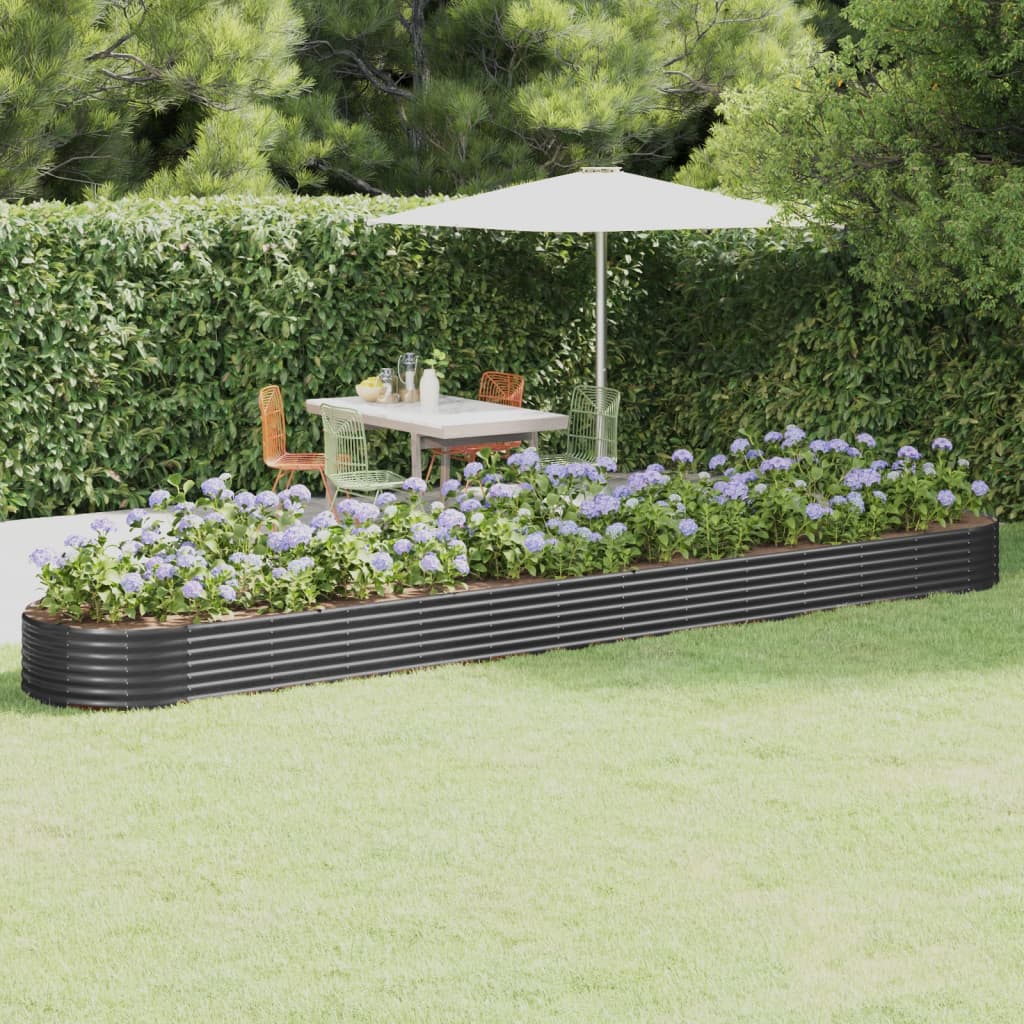 vidaXL Garden Raised Bed Galvanised Steel 544x100x36 cm Anthracite