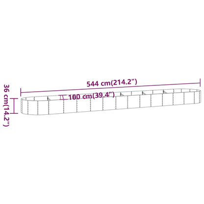 vidaXL Garden Raised Bed Galvanised Steel 544x100x36 cm Silver