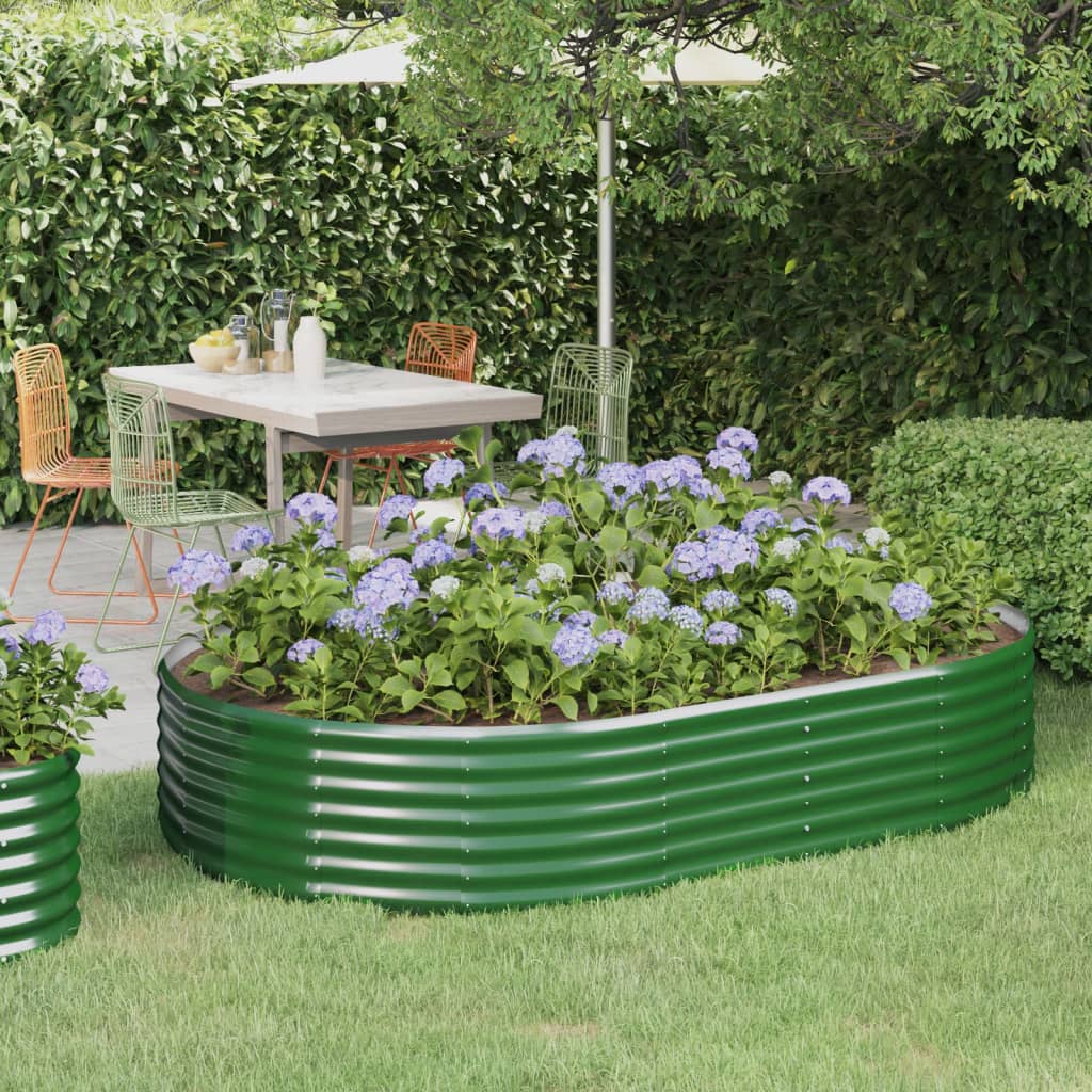 vidaXL Garden Raised Bed Galvanised Steel 214x140x36 cm Green