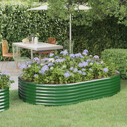 vidaXL Garden Raised Bed Galvanised Steel 214x140x36 cm Green